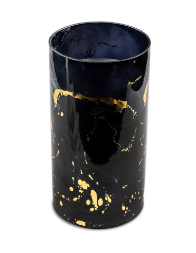 Μαύρο - χρυσό κηροπήγιο από φυσητό γυαλί με φυτικό αρωματικό κερί