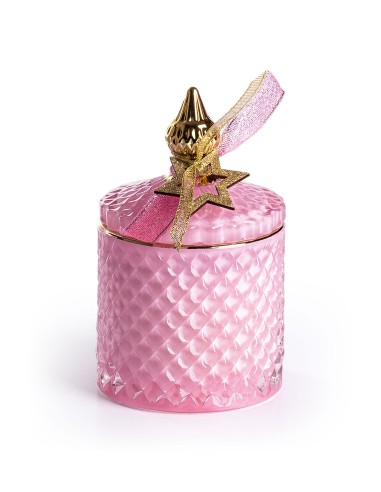 Κρυστάλλινη φοντανιέρα με αρωματικό φυτικό κερί (ροζ)